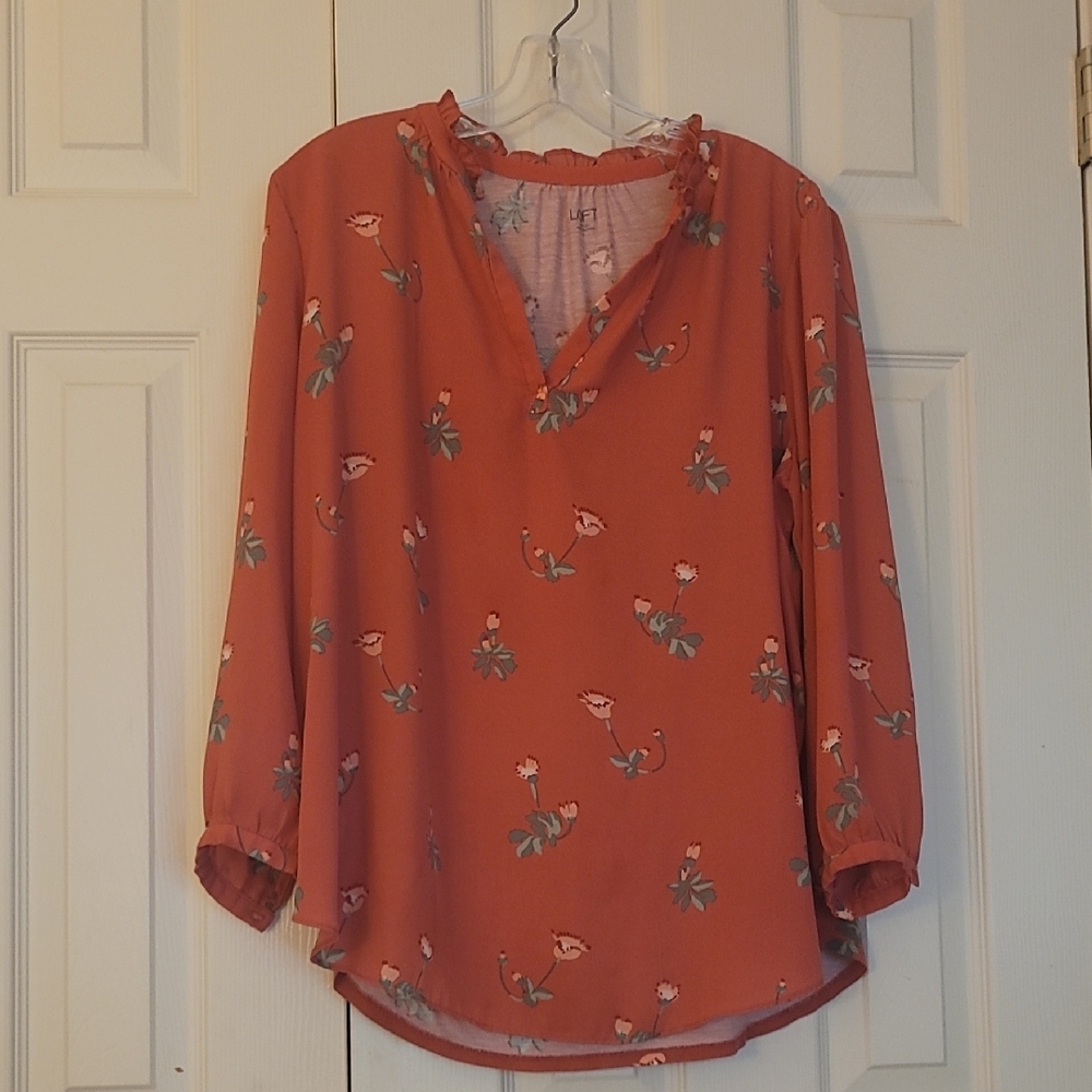 LOFT Rust Floral Blouse